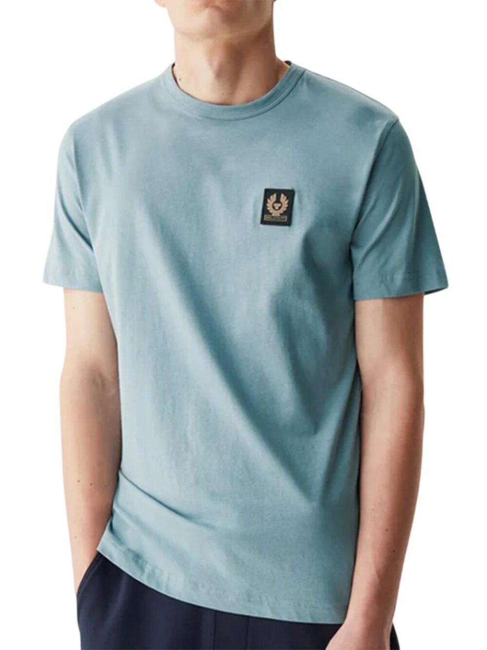 Belstaff Crew Neck T-Shirt size M medium blue short sleeve cotton tee